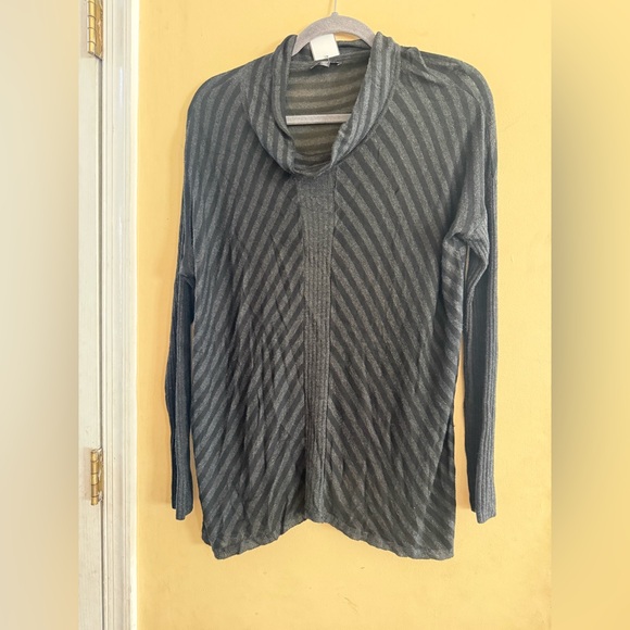 Eileen Fisher Sweaters - Eileen Fisher Black/Charcoal Striped Cowl Neck Sweater, XS